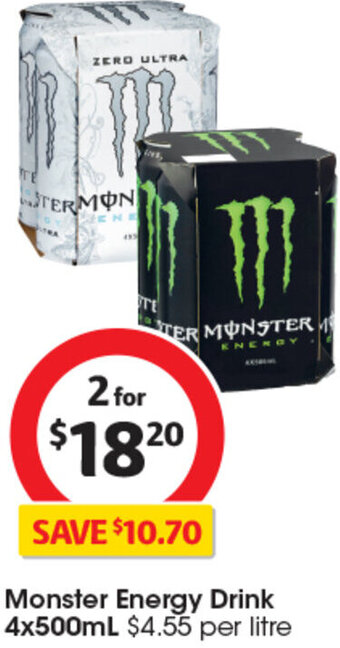 Coles Monster Energy Drink 4x500mL offer