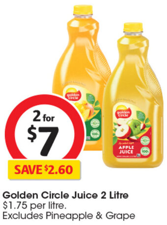 Coles Golden Circle Juice 2 Litre offer