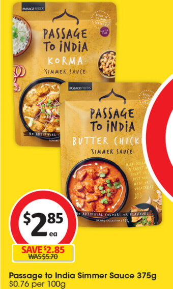 Coles Passage to India Simmer Sauce 375g offer