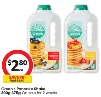 Coles Green's Pancake Shake 300g-375g offer