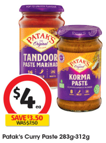 Coles Patak's Curry Paste 283g-312g offer