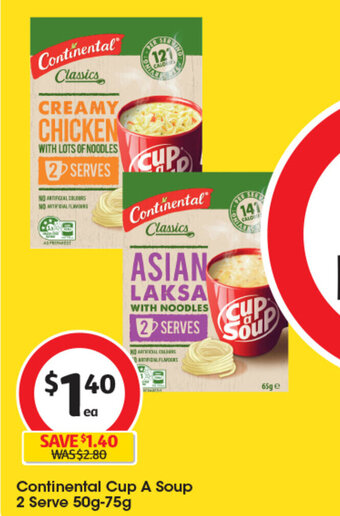 Coles Continental Cup A Soup 2 Serve 50g-75g offer