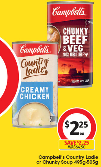 Coles Campbell's Country Ladle or Chunky Soup 495g-505g offer