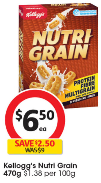 Coles Kellogg's Nutri Grain 470g offer
