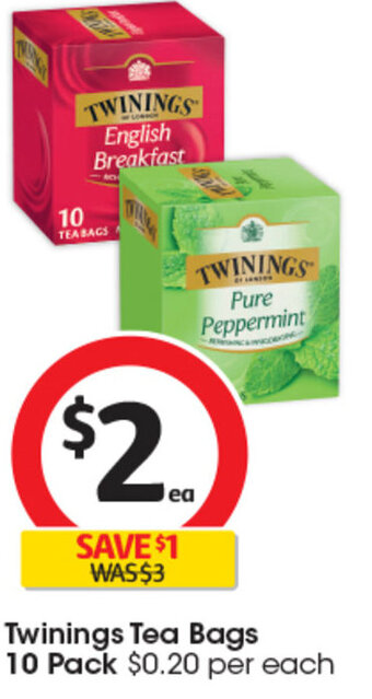 Coles Twinings Tea Bags 10 Pack offer