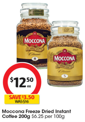 Coles Moccona Freeze Dried Instant Coffee 200g offer