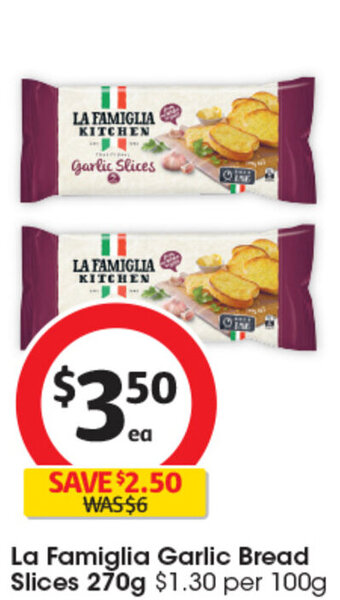 Coles La Famiglia Garlic Bread Slices 270g offer