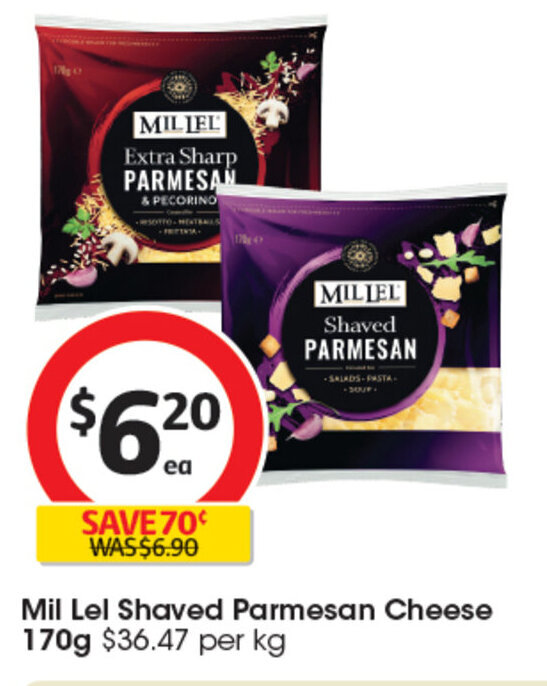Mil Lel Shaved Parmesan Cheese 170g offer at Coles