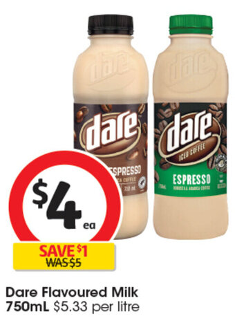 Coles Dare Flavoured Milk 750mL offer