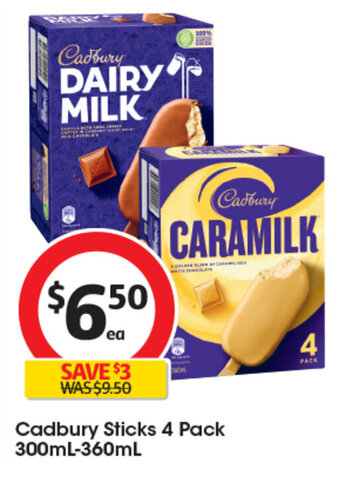 Coles Cadbury Sticks 4 Pack 300mL-360mL offer