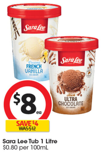 Coles Sara Lee Tub 1 Litre offer