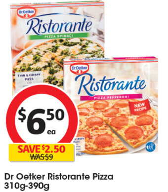 Coles Dr Oetker Ristorante Pizza 310g-390g offer