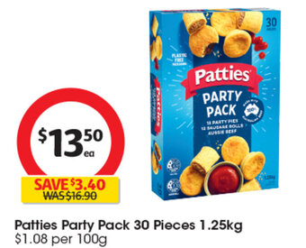Coles Patties Party Pack 30 Pieces 1.25kg offer
