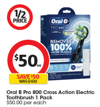 Coles Oral B Pro 800 Cross Action Electric Toothbrush 1 Pack offer