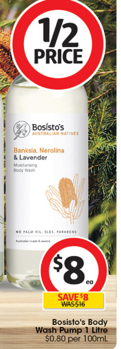 Bosisto's Body Wash Pump 1 Litre