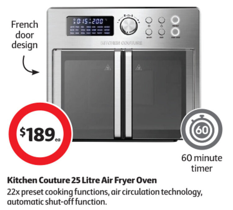 Kitchen Couture 25 Litre Air Fryer Oven offer at Coles