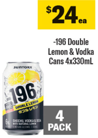 Coles -196 Double Lemon & Vodka Cans 4x330mL offer