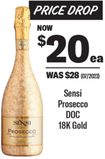 Coles Sensi Prosecco DOC 18K Gold offer