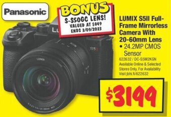 JB Hi-Fi LUMIX S511 Full-Frame Mirrorless Camera With 20-60mm Lens offer