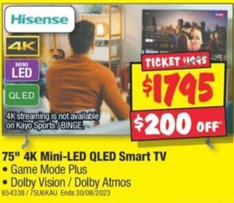 JB Hi-Fi 75" 4K Mini-LED QLED Smart TV offer