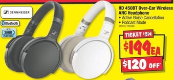 JB Hi-Fi HD 450BT Over-Ear Wireless ANC Headphone offer