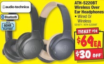 JB Hi-Fi ATH-S220BT Wireless Over Ear Headphones offer