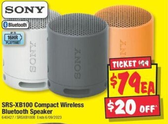 SRS-XB100 Compact Wireless Bluetooth Speaker