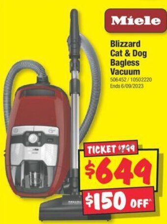 JB Hi-Fi Blizzard Cat & Dog Bagless Vacuum 506452/10502220 offer
