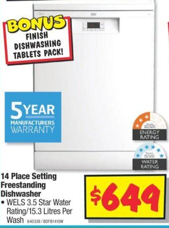 JB Hi-Fi 14 Place Setting Freestanding Dishwasher offer