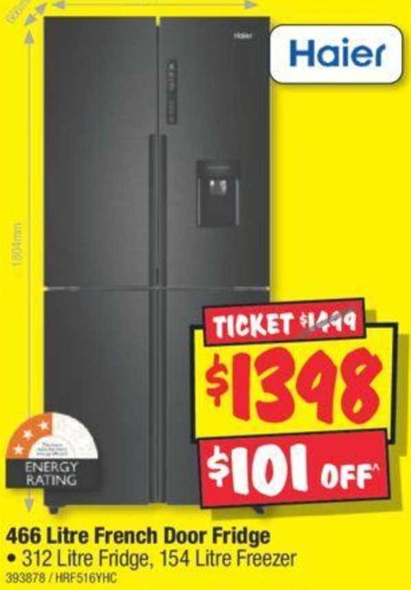 466 Litre French Door Fridge offer at JB HiFi