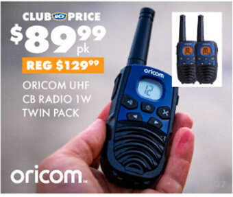 BCF ORICOM UHF CB RADIO 1W TWIN PACK offer
