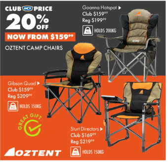 BCF OZTENT CAMP CHAIRS offer