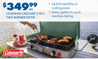 COLEMAN CASCADE 3-IN-1 TWO BURNER STOVE
