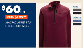 BCF MACPAC ADULTS TUI FLEECE PULLOVERS offer