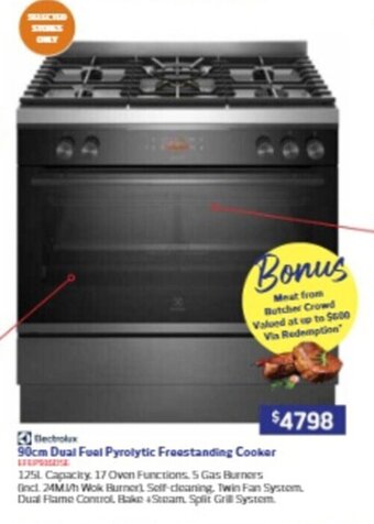 90cm Dual Fuel Pyrolytic Freestanding Cooker