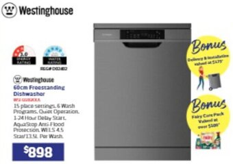 Retravision Westinghouse 60cm Freestanding Dishwasher offer