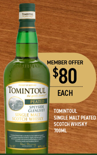 TOMINTOUL SINGLE MALT PEATED SCOTCH WHISKY 700ML