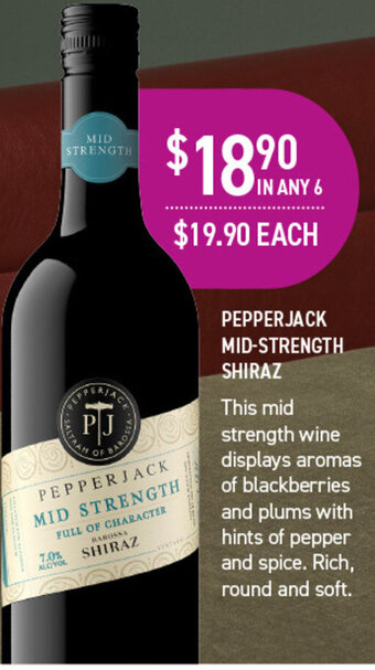 Dan Murphy's PEPPERJACK MID STRENGTH SHIRAZ offer