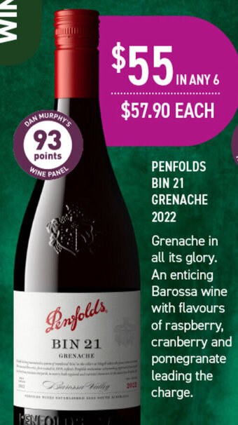 Dan Murphy's PENFOLDS BIN 21 GRENACHE 2022 offer