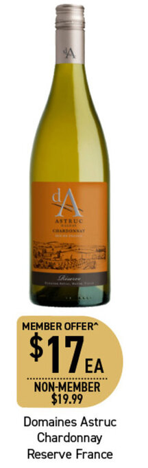 Dan Murphy's Domaines Astruc Chardonnay Reserve France offer