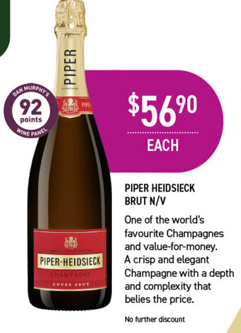 Dan Murphy's PIPER HEIDSIECK BRUT N/V offer