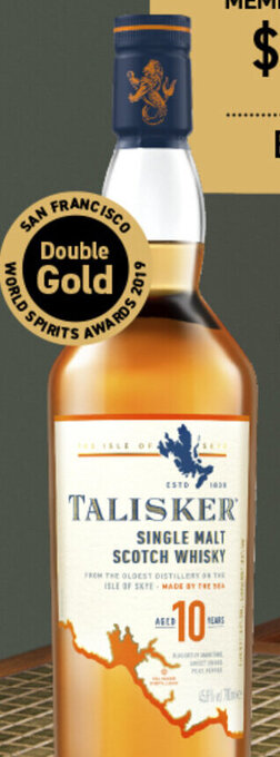 TALISKER 10 YEAR OLD SINGLE MALT SCOTCH WHISKY 700ML