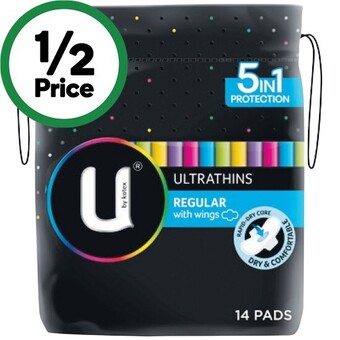 Woolworths U by kotex ultrathins pads pk 8-14 offer