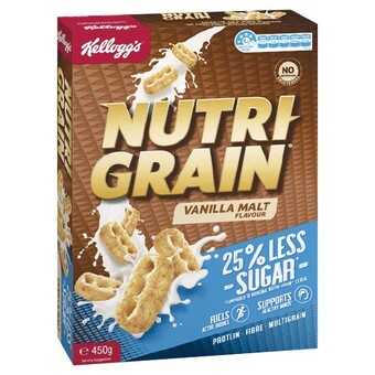Woolworths Kellogg’s nutri-grain 25% less sugar 450g offer