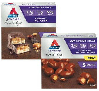 Coles Atkins low carb endulge bars 5 pack 150g-200g offer