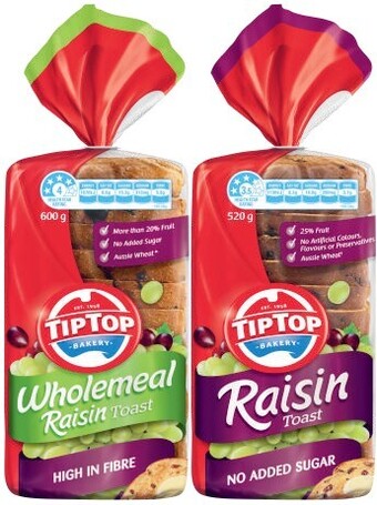 Tip top raisin toast 520g-600g