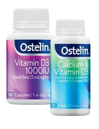 Coles Ostelin calcium & vitamin d3 tablets or vitamin d3 1000iu capsules 130 pack^ offer