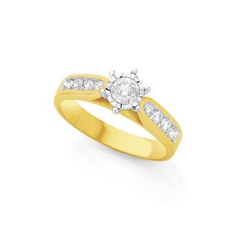 Angus & Coote 18ct gold diamond shoulder solitaire ring offer
