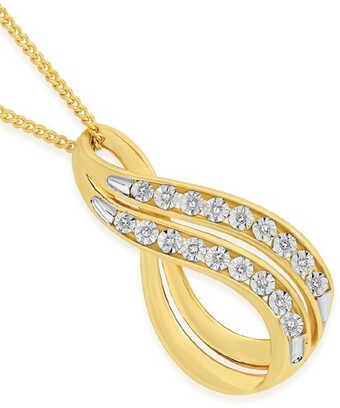 9ct gold diamond double loop slider pendant
