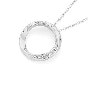 9ct white gold diamond circle of love pendant